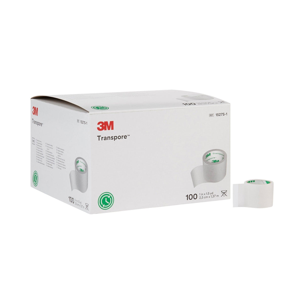 3M Transpore Plastic Medical Tape, Non-Sterile, 1" x 1.5 Yard, Transparent - 1527S-1-Box - LL Medico