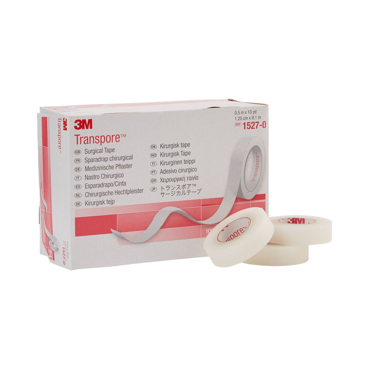 3M Transpore Plastic Medical Tape, Non-Sterile, Transparent, 1/2" x 10 Yard - 1527-0-Box - LL Medico