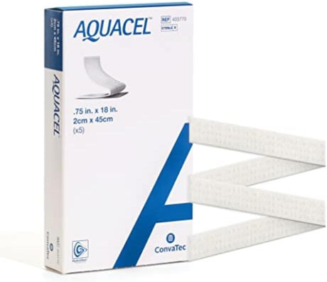 ConvaTec Aquacel Ribbon Hydrofiber Gelling Fiber Wound Dressing, ¾ x 18 Inch