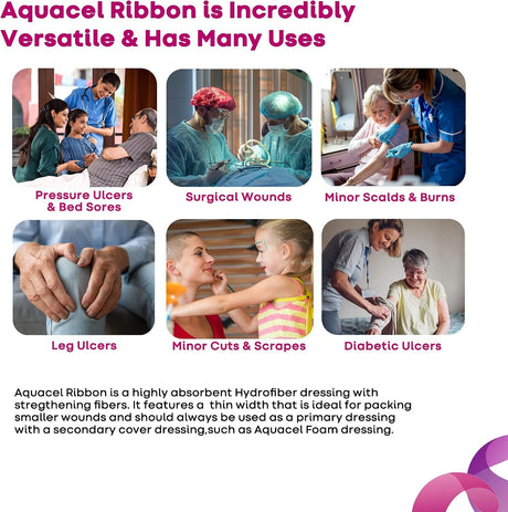 ConvaTec Aquacel Ribbon Hydrofiber Gelling Fiber Wound Dressing, ¾ x 18 Inch