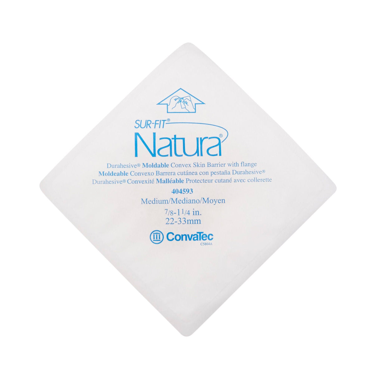 ConvaTec Sur-Fit Natura Durahesive Two-Piece Skin Barrier, Convex, Moldable, 45 mm Flange