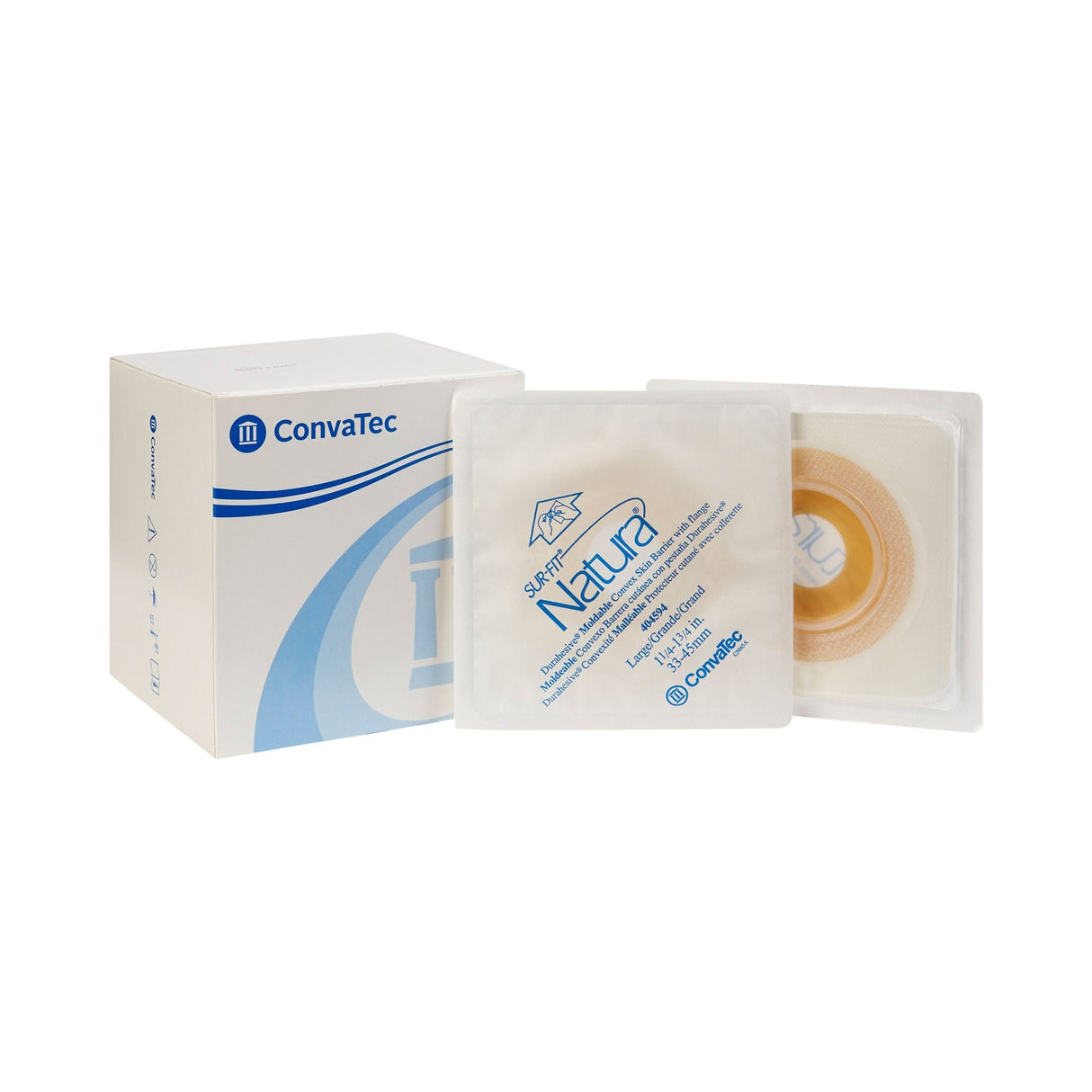 ConvaTec Sur-Fit Natura Durahesive Two-Piece Skin Barrier, Convex, Moldable, 57 mm Flange