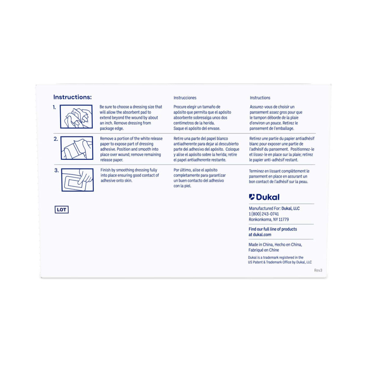 Dukal Island Dressing, With Border, 2 x 3", White, Nonwoven, Sterile - 4070-Box - LL Medico