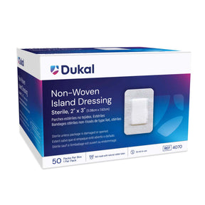 Dukal Island Dressing, With Border, 2 x 3", White, Nonwoven, Sterile - 4070-Box - LL Medico