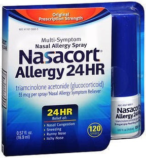 Nasacort Allergy 24HR Nasal Spray, Triamcinolone Acetonide 55 mcg, 0.57 oz - 41167580005 - LL Medico