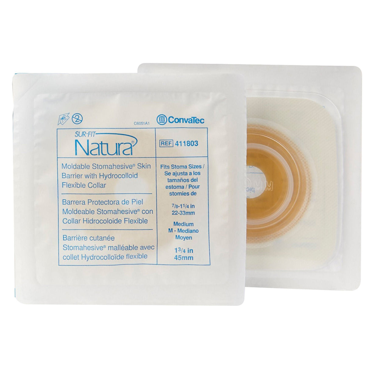 ConvaTec Sur-Fit Natura Stomahesive Two-Piece Skin Barrier, Flat, Moldable, 45 mm Flange