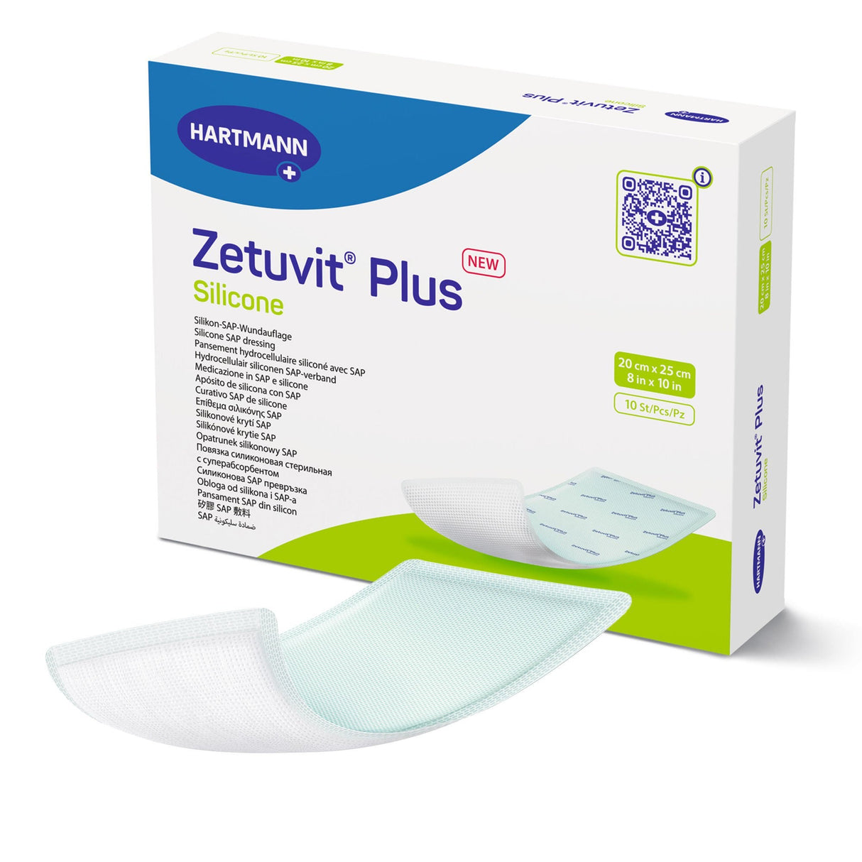 Hartmann Zetuvit Plus Silicone Super Absorbent Dressing, 8 x 10 Inch