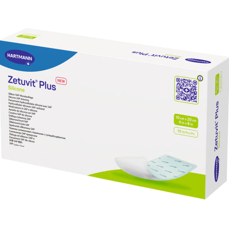 Zetuvit Plus Silicone Border Super Absorbent Dressing, 6 x 10 Inch