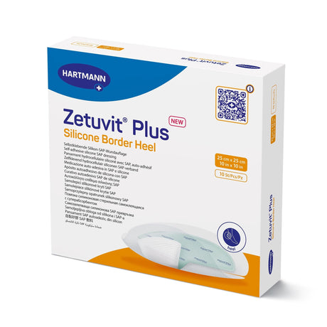 Hartmann Zetuvit Plus Silicone Border Super Absorbent Dressing, 10 x 10 Inch Heel