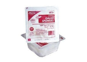 Dukal Gauze Sponge, X-Ray Detectable, 4 x 4", 16-Ply, White, USP Type VII Gauze, Sterile - 416-2X-Pack - LL Medico