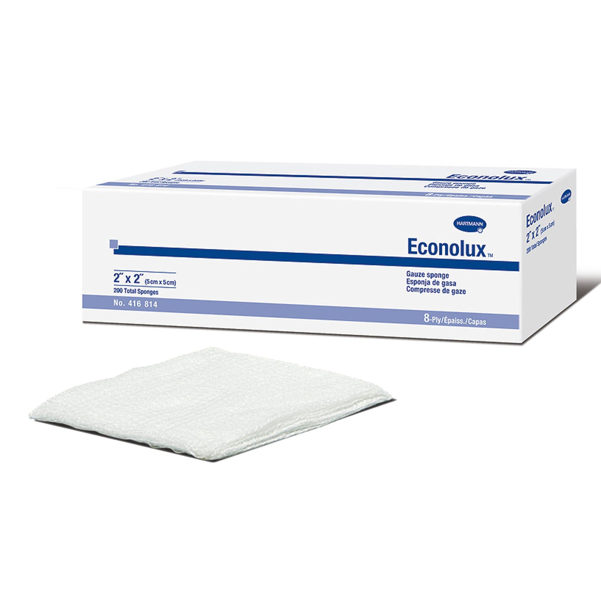 Hartmann Econolux Gauze Sponge, 2 x 2 Inch, Eight-Ply