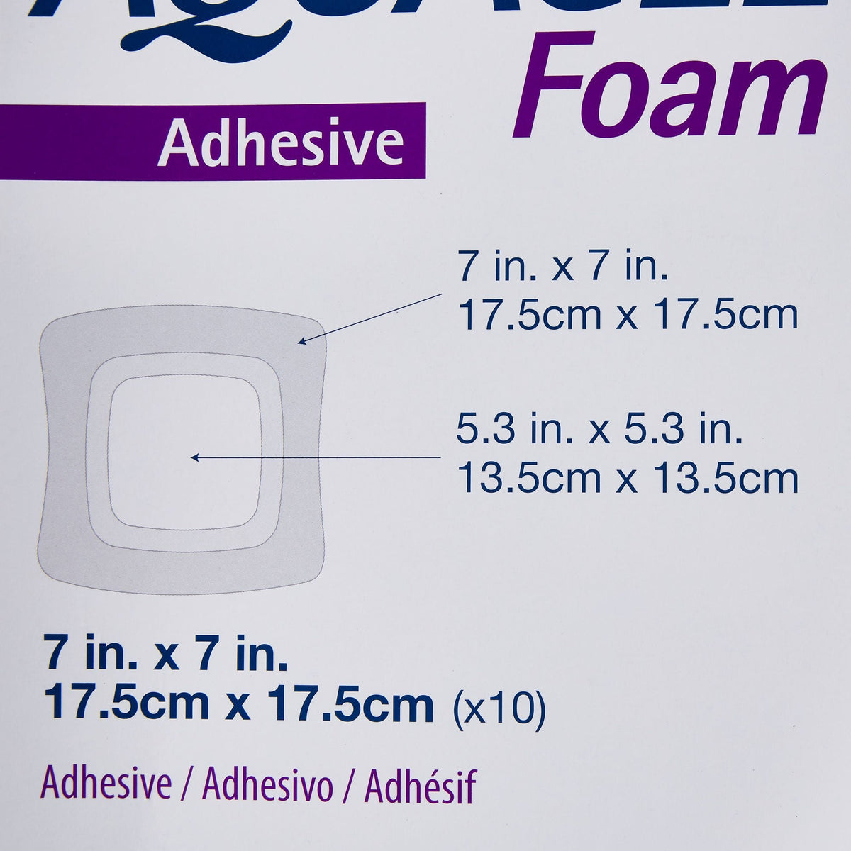 Aquacel Silicone Foam Dressing with Border, Waterproof Film Backing, Silicone Adhesive, Square, Tan, Sterile, 7" x 7" - 420621 - LL Medico