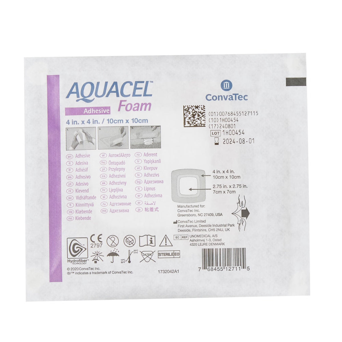Aquacel Foam Dressing with Border, Silicone Adhesive, 4 x 4", Waterproof Film Backing, Square, Tan, Sterile - 420680-Single - LL Medico