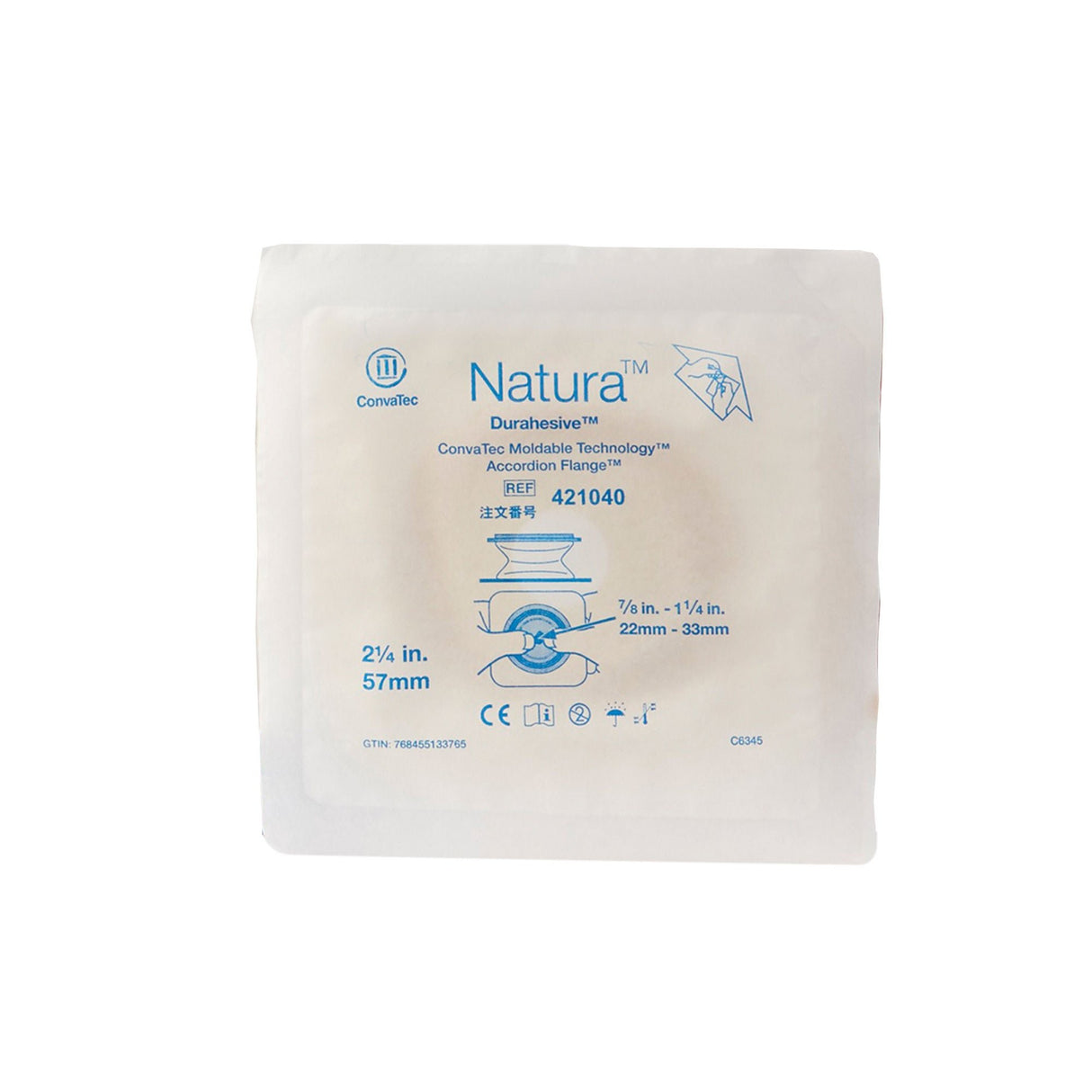 ConvaTec Natura Two-Piece Skin Barrier, Accordion Flange, Moldable, 57 mm Flange