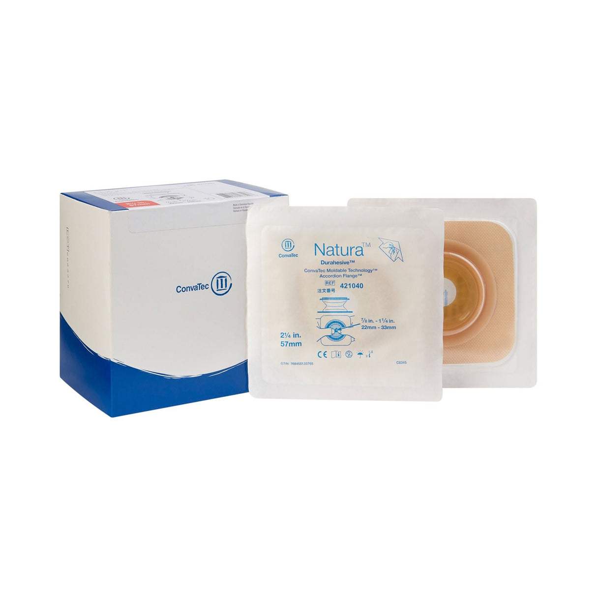 ConvaTec Natura Two-Piece Skin Barrier, Accordion Flange, Moldable, 57 mm Flange
