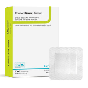 ComfortGauze Island Dressing, Silicone Border, 6 x 6", White, Gauze, Sterile - 42263-Single - LL Medico