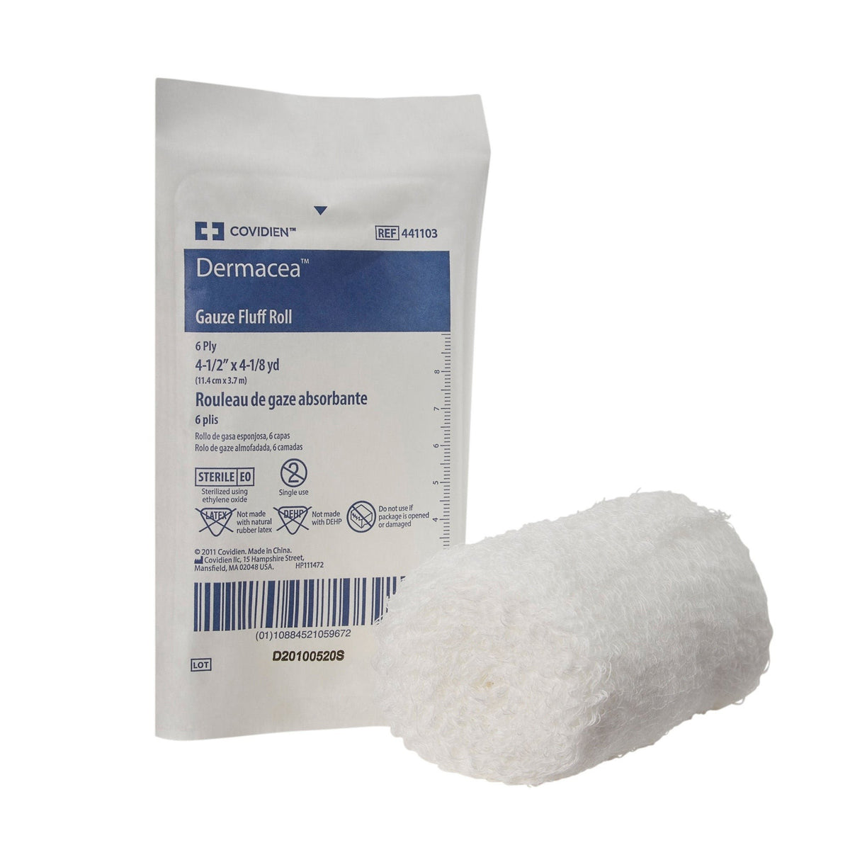 Cardinal Health Dermacea Sterile Fluff Bandage Roll, 3-2/5 Inch x 3-1/2 Yard, 6-Ply