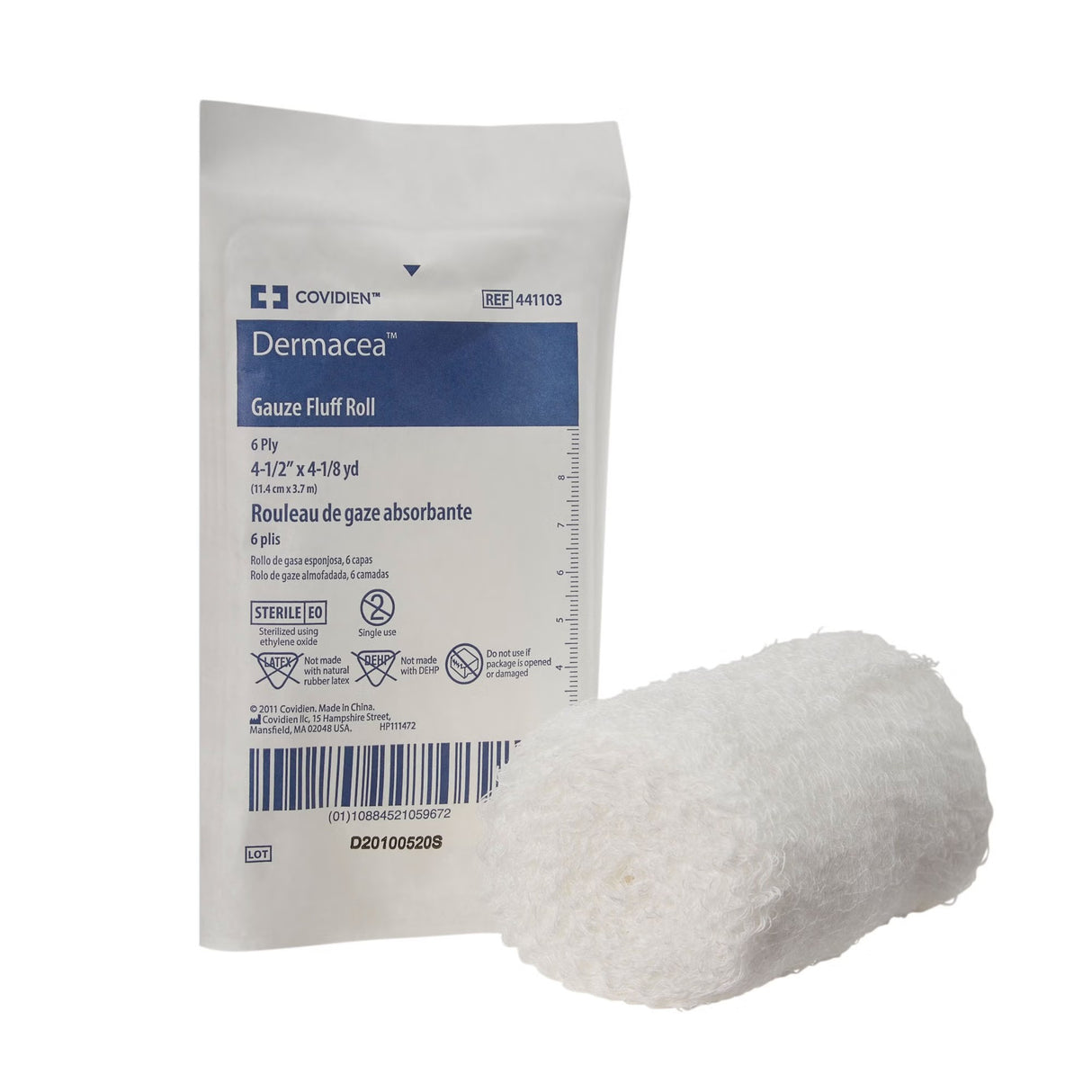 Cardinal Health Dermacea Sterile Fluff Bandage Roll, 4-1/2 Inch x 4-1/10 Yard, 6-Ply