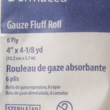 Dermacea Gauze Fluff Bandage Roll, Sterile, White, 6-Ply, 4" x 4.125 yd - 441106 - LL Medico