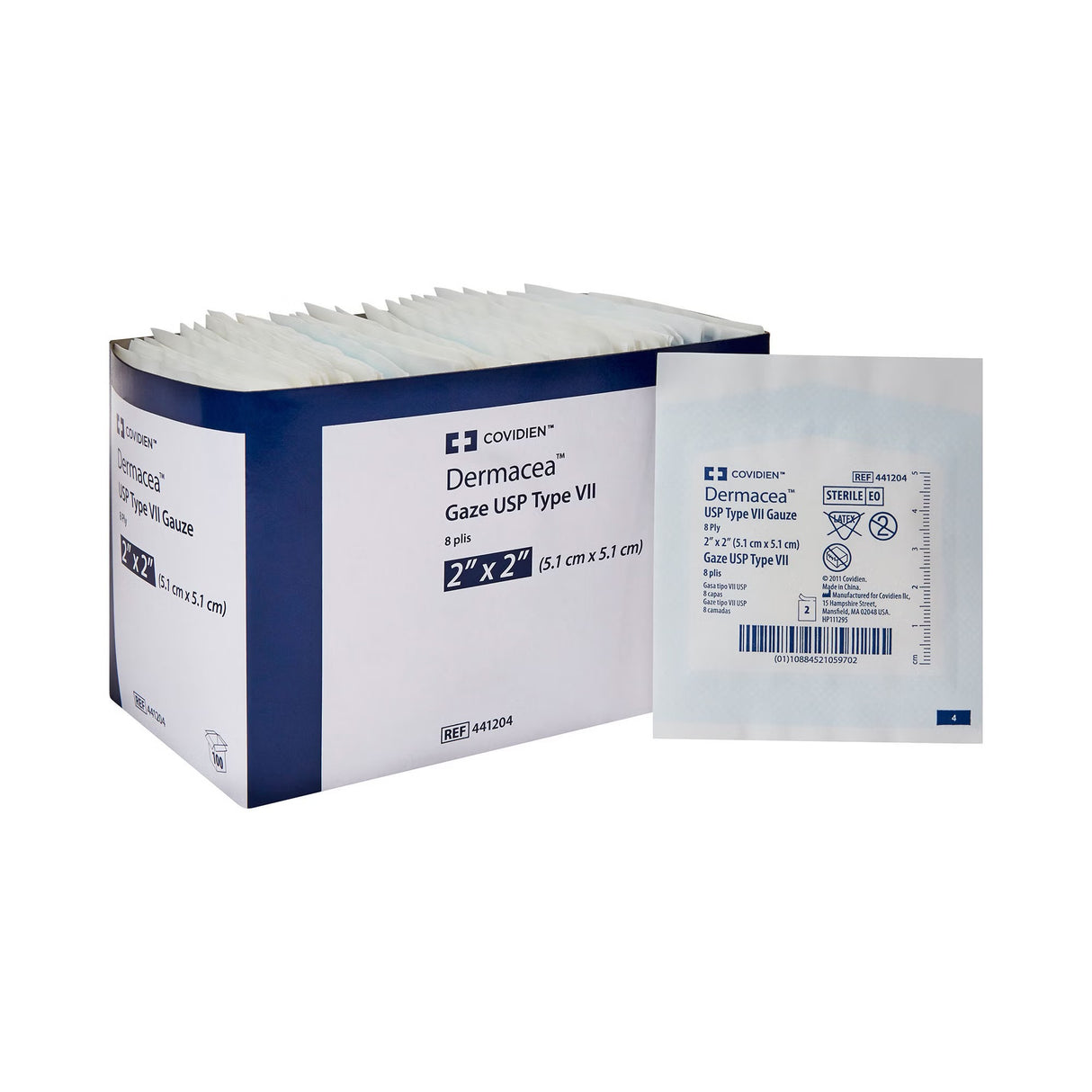 Cardinal Health Dermacea Sterile USP Type VII Gauze Sponge, 2 x 2 Inch, Eight-Ply