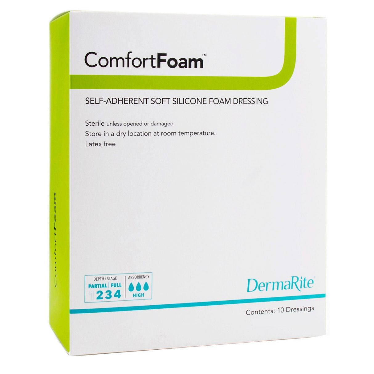 Dermarite ComfortFoam Silicone Adhesive without Border Silicone Foam Dressing, 4 x 5 Inch