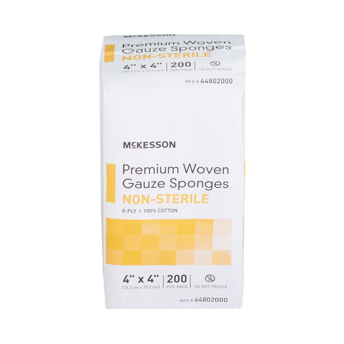 McKesson Gauze Sponge, Nonsterile, 4 x 4", 8-Ply, Cotton, White - 44802000 - LL Medico