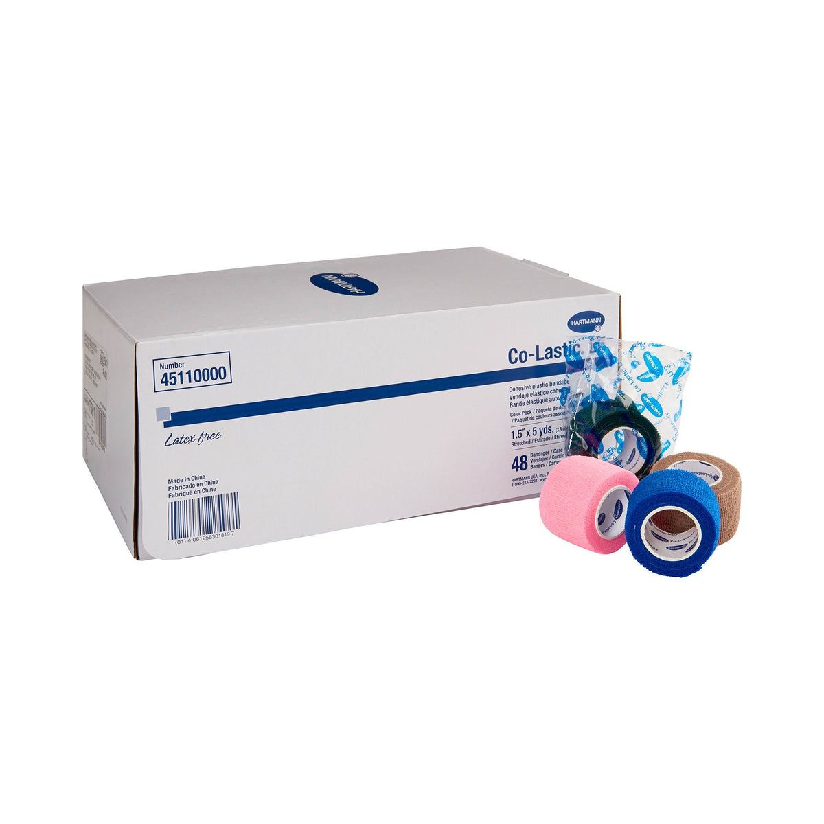 Co-Lastic Cohesive Bandage, Self-Adherent Closure, Assorted Colors, Elastic, NonSterile, Standard Compression - LL Medico