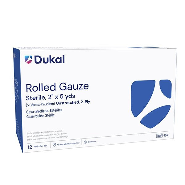 Dukal Sterile Fluff Bandage Roll, 2 Inch x 5 Yard, 2-Ply