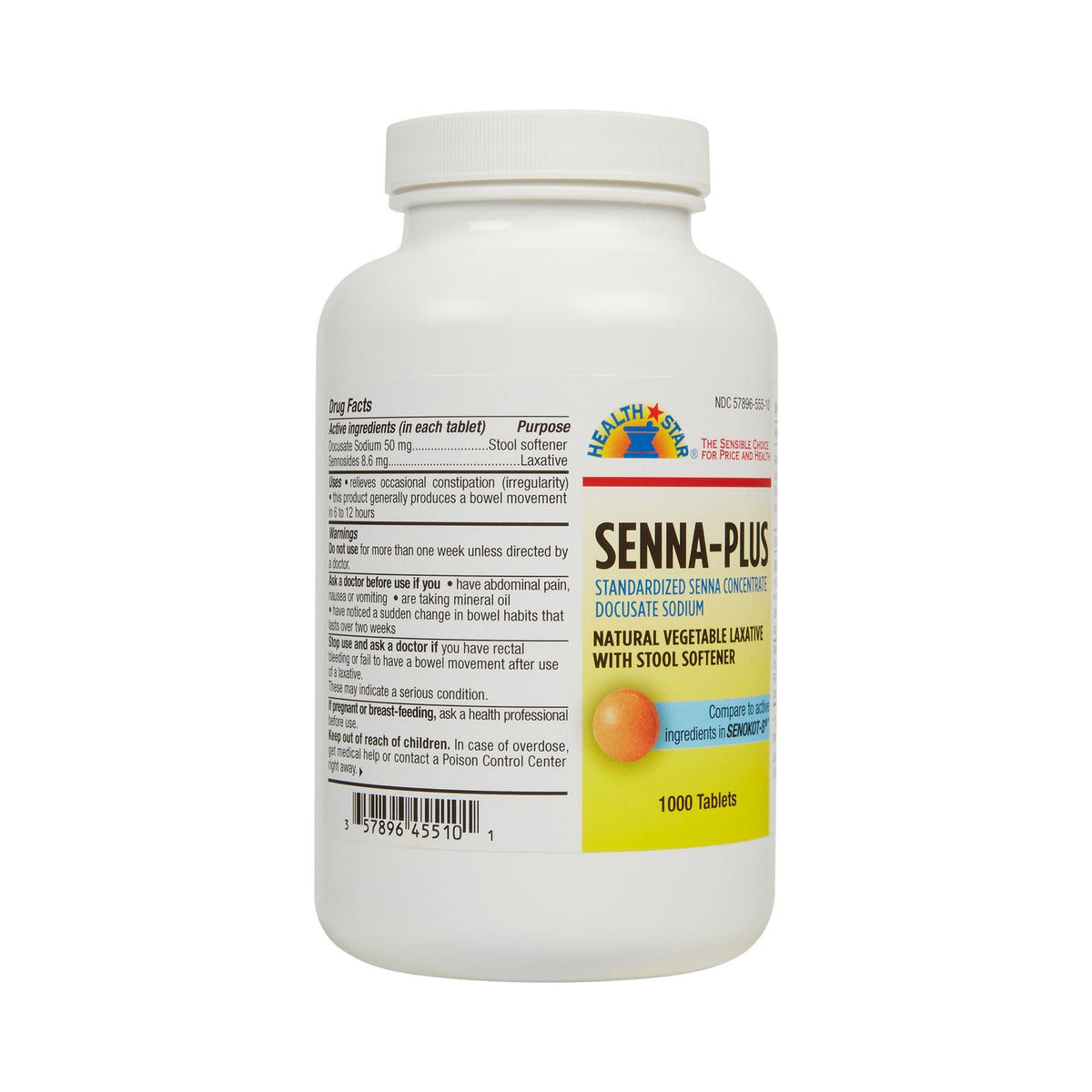 Geri-Care Senna Plus Stool Softener Laxative Tablets, Docusate Sodium 50 mg / Sennosides 8.6 mg - 455-10-HST - LL Medico