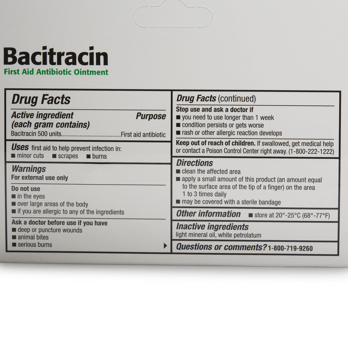 Clay Park Laboratories Bacitracin Ointment, First Aid Antibiotic, 0.5 oz Tube - 45802006001 - LL Medico
