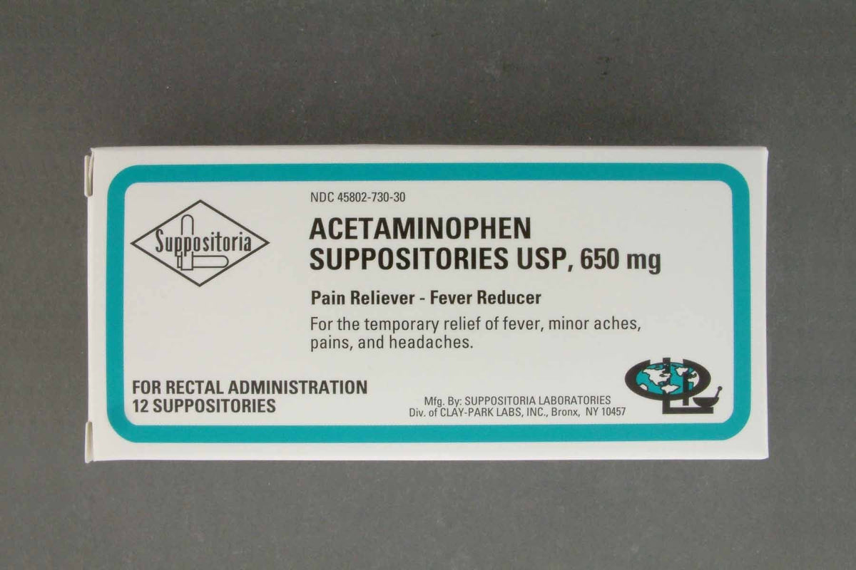 Clay Park Laboratories Acetaminophen Pain Relief Rectal Suppositories, 650 mg - 45802073030 - LL Medico