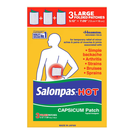 Salonpas Hot Capsaicin Pain Relieving Patch, Topical Analgesic