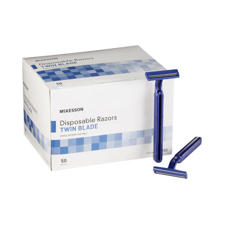 McKesson Twin Blade Disposable Razor, Blue - 16-RZ50 - LL Medico