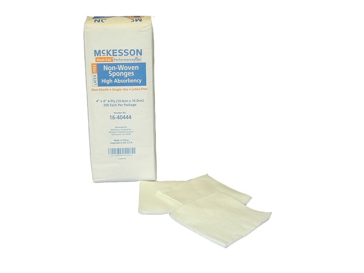 McKesson Non-Woven Sponges High Absorbency Non-Sterile, 4-Ply, 4" x 4" - 16-40444 - LL Medico