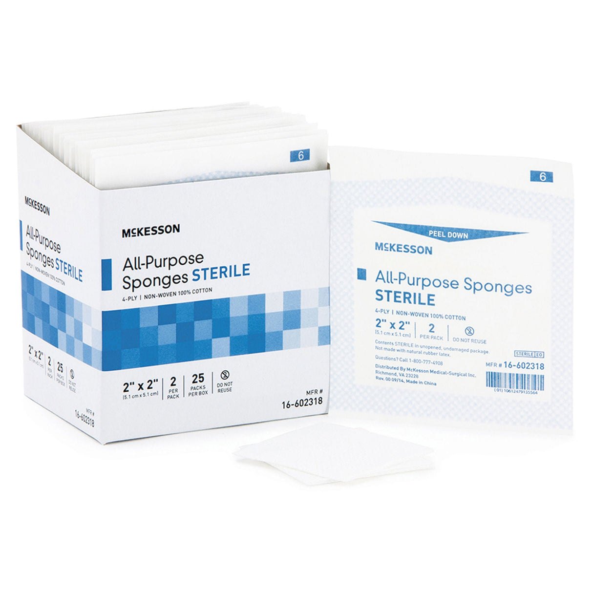 McKesson Nonwoven Sponge, 2 x 2 Inch, Four Ply