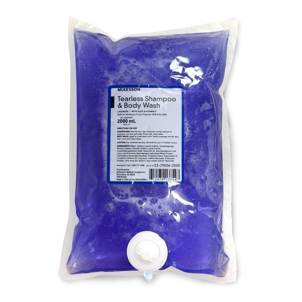 McKesson Tearless Shampoo & Body Wash Dispenser Refill Bag, Lavender, 2000 mL, Case of 1