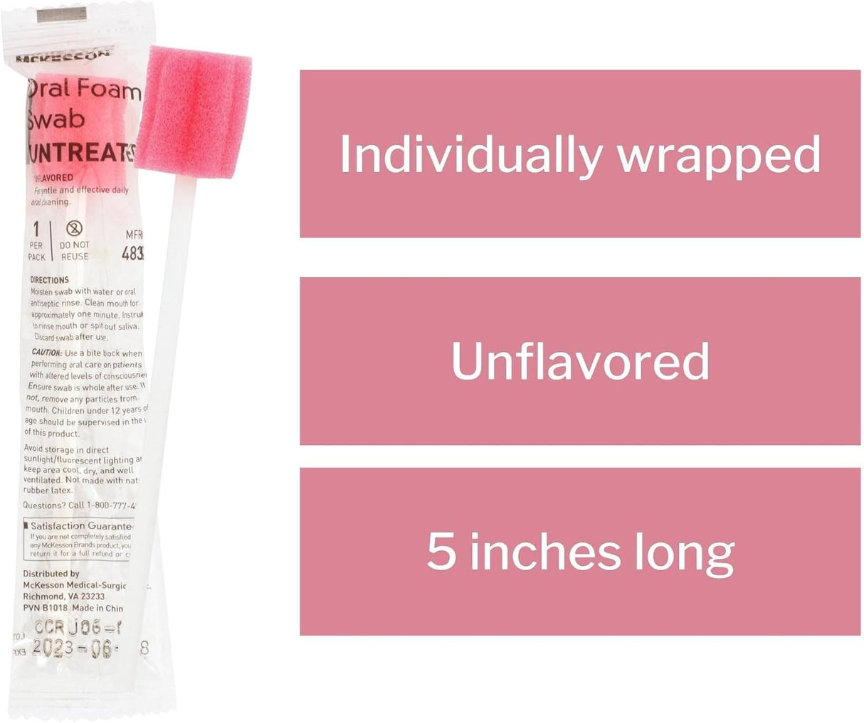 McKesson Oral Foam Swab, Untreated, Unflavored