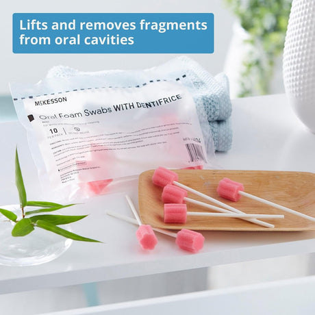 McKesson Oral Foam Swabs with Dentifrice, Mint