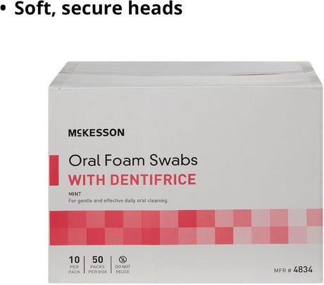 McKesson Oral Foam Swabs with Dentifrice, Mint