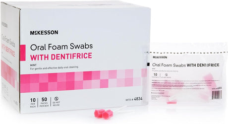 McKesson Oral Foam Swabs with Dentifrice, Mint