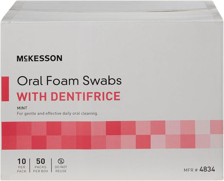 McKesson Oral Foam Swabs with Dentifrice, Mint