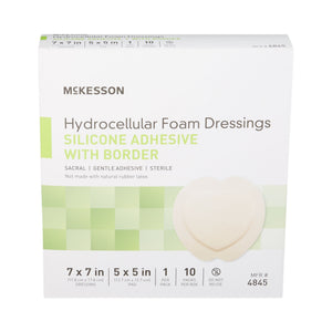 McKesson Silicone Adhesive with Border Silicone Foam Dressing, 7 x 7 Inch Sacral