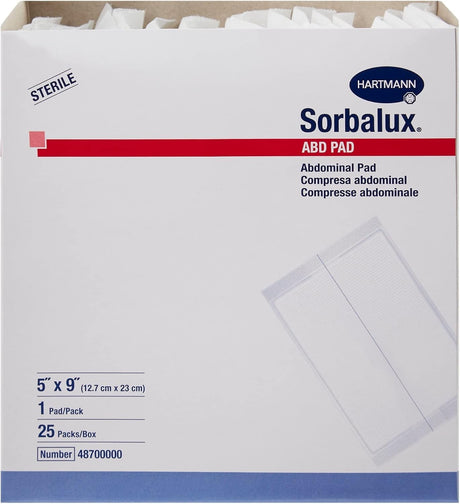 Hartmann Sorbalux ABD Sterile Abdominal Pad, 5 x 9 Inch, One-Ply