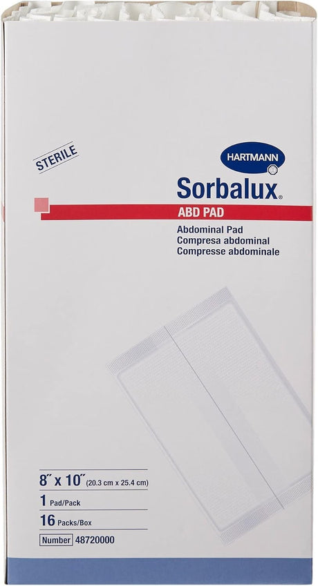 Sorbalux ABD Sterile Abdominal Pad, 8 x 10 Inch, One-Ply