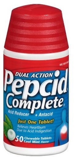 Pepcid Complete Acid Reducer + Antacid Chewable Tablets, Cool Mint, 800 mg-165 mg-10 mg - 48882500 - LL Medico