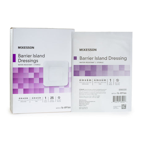 McKesson Barrier Island Composite Dressing, Square Sterile Water Resistant — 6" x 6"