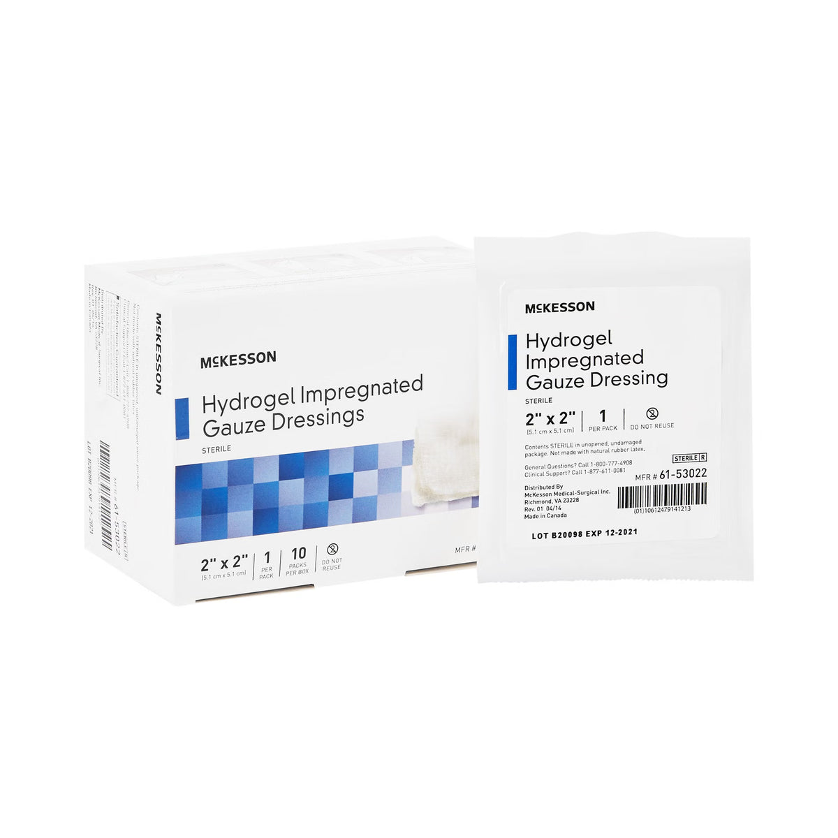 McKesson Hydrogel Wound Dressing, Impregnated, Sterile - 61-53022 - LL Medico