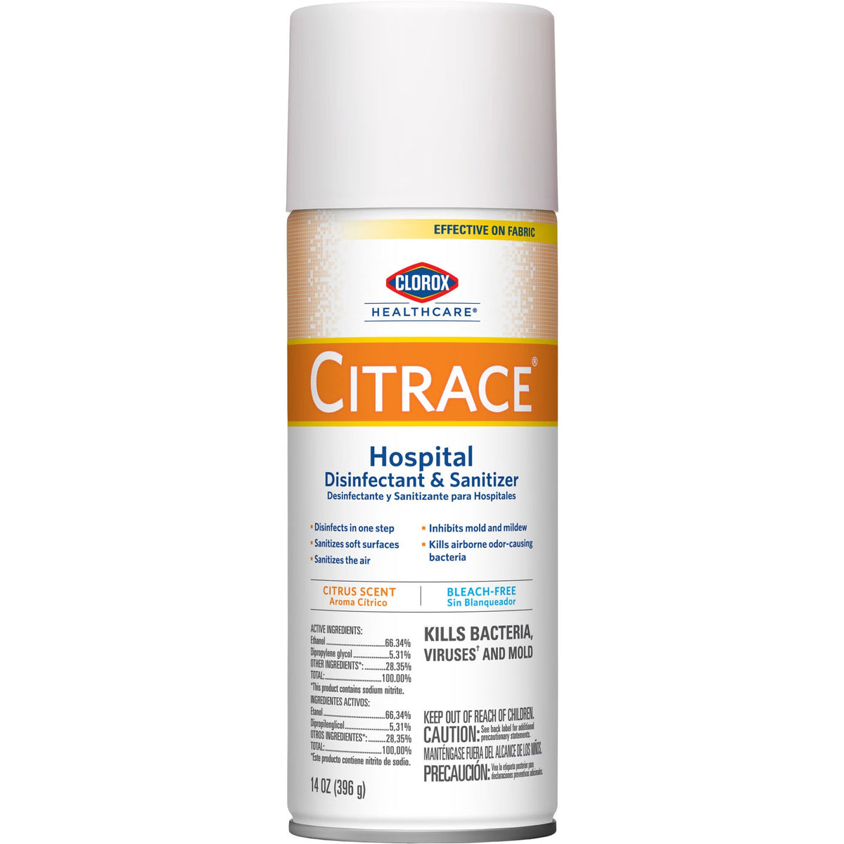 Clorox Healthcare Citrace Hospital, Surface Disinfectant & Sanitizer, Alcohol Based Aerosol Spray, 14 oz Can, Citrus Scent, NonSterile - 49100 - LL Medico