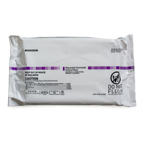McKesson Premoistened Germicidal Wipe, Surface Disinfectant Cleaner, 7 x 9", Alcohol Scent, Nonsterile - 50-66165 - LL Medico