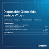 McKesson Premoistened Germicidal Wipe, Surface Disinfectant Cleaner, 7 x 9", Alcohol Scent, Nonsterile - 50-66165 - LL Medico